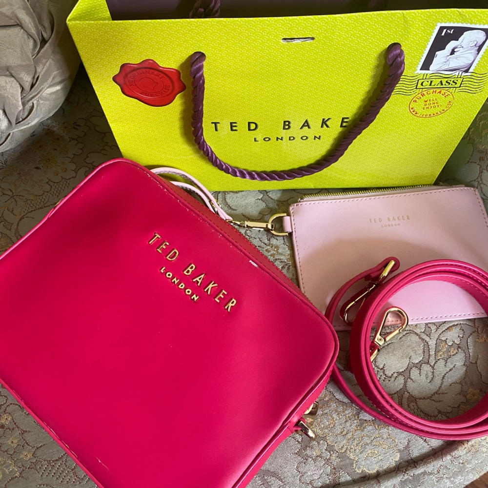 Ted Baker Hot Pink Crossbody Bag with Blush Card Pouch